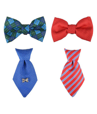Flamingo Badger & Bow Tie Dog Collar Accessories -